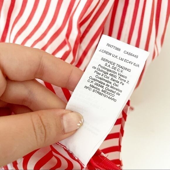 Universal Standard for J.Crew Red/White Striped Poplin Tie-Sleeve Blouse Size XS - Picture 9 of 10